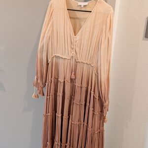 Ivy City Co Blush to Mauve Ombre Tiered Maxi Dress